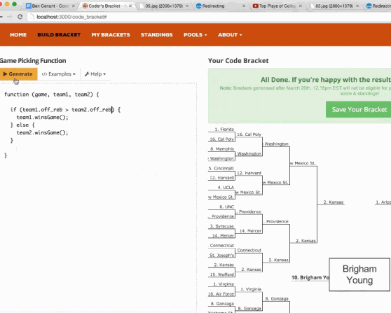 Screenshot of Coder's Bracket