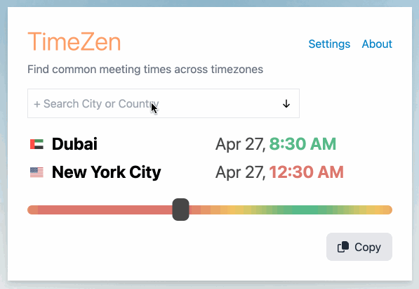 Screenshot of TimeZen